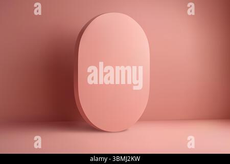 Minimalistisches Studio in sanftem Pink mit ovalem Monolith und diffusen Lichtschatten Stock Vektor