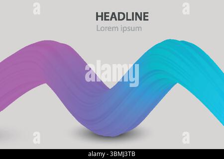 Abstraktes rosa bis blaues Wellenband auf weißem Hintergrund mit Textabstand für die Überschrift Stock Vektor