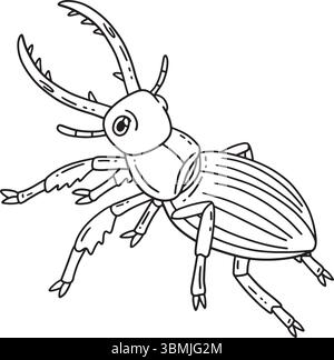 Waldtier Hirschkäfer Isolierte Malseite Stock Vektor