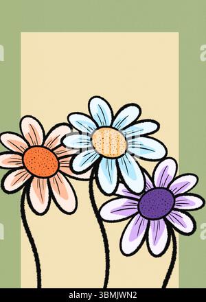 Elegante Blumentabelle. Hochzeitseinladung, Geburtstagskarte und Muttertagskarte. Farbenfroher Flyer, Poster, Banner, Broschüre, E-Mail-Header, Post Stockfoto