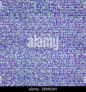 Nahtlose 4K-Fototextur aus synthetischem blau gefärbtem Glitzermaterial. Stockfoto
