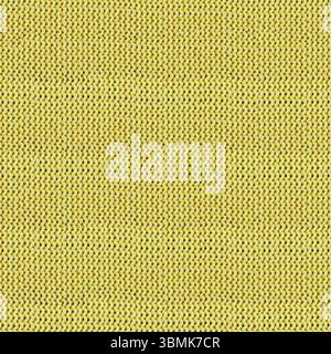 Nahtlose 4K-Fototextur aus gelbem gestricktem synthetischem Gewebe. Stockfoto