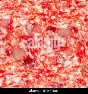 Nahtlose 4K-Fototextur von Salami-Wurst. Stockfoto