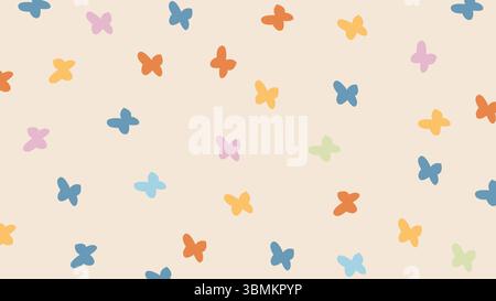 Bunte Schmetterlinge auf cremefarbenem Hintergrund Stock Vektor
