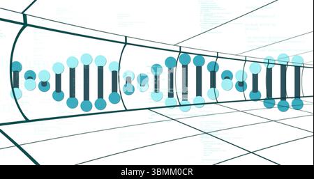 Abbildung des DNA-Strangs und der Binärcodierung für die wissenschaftliche Datenverarbeitung Stockfoto