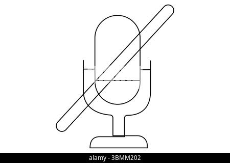 Mikrofon durchgehende einzeilige Kunstzeichnung der isolierten auf weißem Hintergrund Vektor-Illustration. Stock Vektor