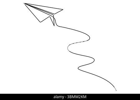 Papierebene durchgehende einzeilige Zeichnung mit minimalistischem Stil und Umrissvektorillustration Stock Vektor