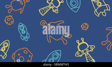 Alien und Weltraumabenteuer im Hintergrund Stock Vektor