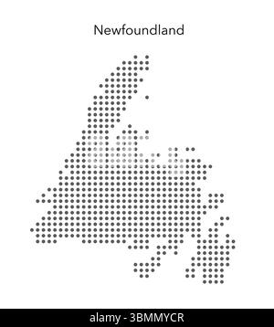 Gepunktete Karte von Neufundland Island, minimale monochrome Illustration. Stock Vektor