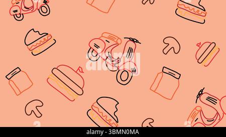 Burger und Liefertroller Hintergrund Stock Vektor