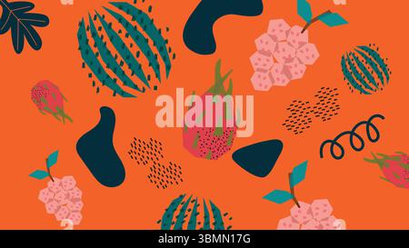 Hintergrund saftige Ananas und Traubenfrucht Stock Vektor