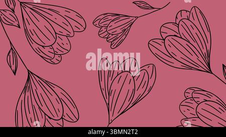 Handgezeichneter Warmer Rosafarbener Blumenhintergrund Stock Vektor