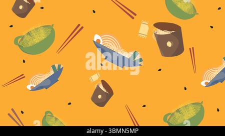 Hintergrund für Ramen-Schüssel und Suppe Stock Vektor