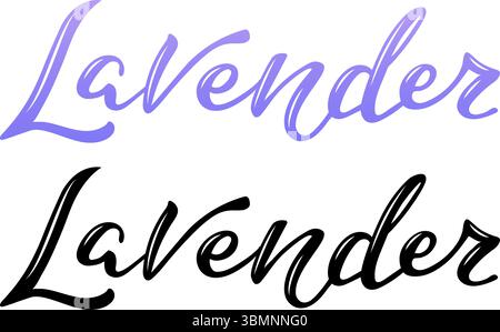 Ein eleganter und eleganter Text-Lavendel, perfekt für Branding-, Design- oder dekorative Zwecke. Stock Vektor