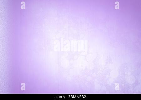 Anzeige von violettem bis lavendelfarbenem Farbverlauf, flache Textur, die weiße florale kreisförmige Bokeh-Muster verstreut Stockfoto
