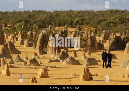 Die Pinnacles, natürliche Felsformationen und Touristenattraktion im Nambung National Park, nördlich von Perth, Western Australia, Australien Juni 2025 Stockfoto