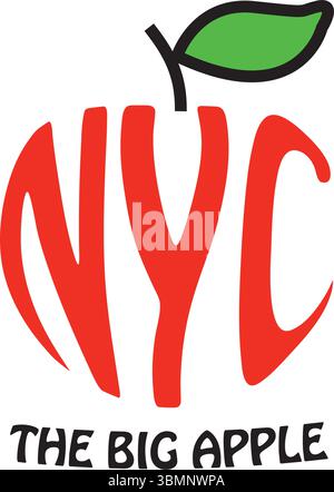 New York City Typografie Design. Der große Apfel. Für Bekleidung, T-Shirt, Druck, Wohnkultur, Grußkarte, Poster. Vektorabbildung Stock Vektor