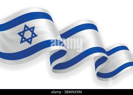 Israel schwenkt Flagge mit hellen Farben auf sauberem Hintergrund Stock Vektor
