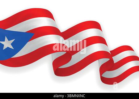 Puerto Rico schwenkende Flagge mit hellen Farben auf sauberem Hintergrund Stock Vektor