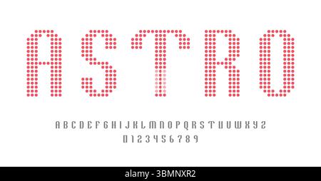 Satz von Alphabeten Schriftzeichen Buchstaben und Zahlen modernes abstraktes Design mit digitaler Pixelkonzept Vektor-Illustration Stock Vektor