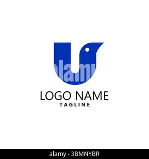 Letter U Bird Logo Design Vektor Stock Vektor