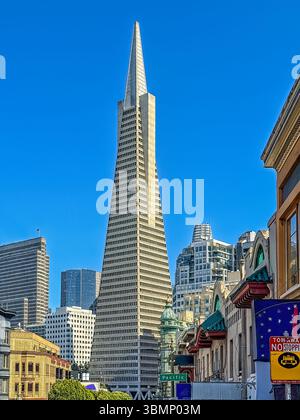 San Francisco, Kalifornien - 06-02-2025: Blick auf San Francisco, CA - 06-02-2025: Transamerica Pyramid Tower im Stadtzentrum von San Fran Stockfoto