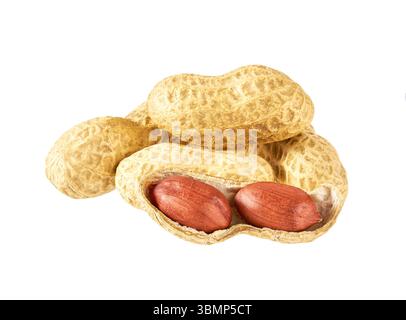 Köstliche Erdnussbohnen isoliert auf weißem Hintergrund. Stockfoto