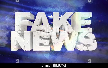 3D-Illustration des Fake-News-Konzepts mit Hintergrundflagge des Kosovo Stockfoto