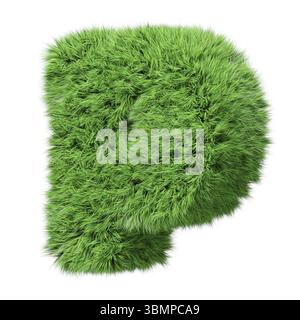 Kräutergras-Alphabet Kleinbuchstabe p, im Uhrzeigersinn gedreht. Isoliert auf weißer 3D-Illustration Stockfoto