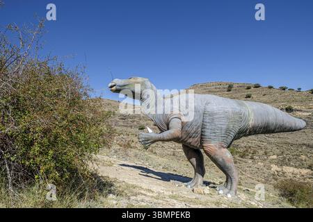 Dinosauriernachbildung, archäologische Fundstaette Penaportillo, Munilla, La Rioja, Spanien, Europa Stockfoto