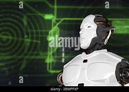 Robotik und KI für die Zukunft. 3D-Rendering Stockfoto