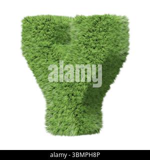 Kräutergras-Alphabet, Großbuchstabe Y, im Uhrzeigersinn gedreht. Isoliert auf weißer 3D-Illustration Stockfoto