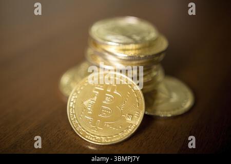 Golden Bitcoin - Geschäftskonzept der Kryptowährung Stockfoto