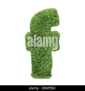 Kräutergras-Alphabet Kleinbuchstabe f. isoliert auf weißer 3D-Illustration Stockfoto