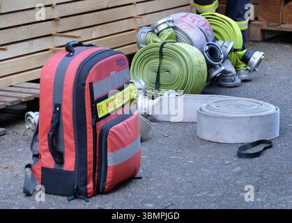 Feuerwehr-Blaulicht Feuerwehr in verschiedenen Bildern und Aktionen in Deutschland Feuerwehr-Blaulicht Feuerwehr in Deutschland Stockfoto