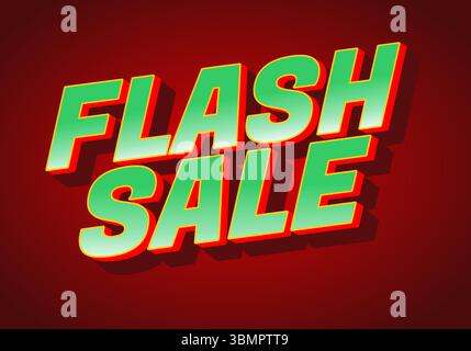 Auffällige und farbenfrohe Textgrafik mit den Worten FLASH SALE im 3D-Stil vor rotem Hintergrund Stock Vektor