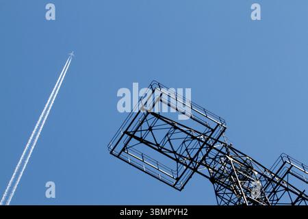 Der Great Baddow Radio Mast, Teil des britischen Frühwarnnetzes im Zweiten Weltkrieg. Gebaut im RAF Canewdon. Radar gebaut von Marconi Co Stockfoto