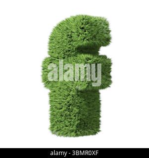 Kräutergras-Alphabet, Kleinbuchstabe f, im Uhrzeigersinn gedreht. Isoliert auf weißer 3D-Illustration Stockfoto