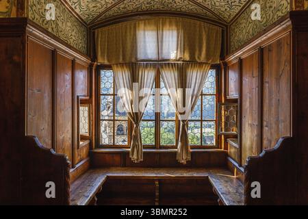 Rittersaal im mittelalterlichen Schloss Orava. Oravsky Podzamok, Slowakei, 21. Juli 2022, Europa Stockfoto