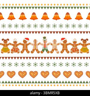 Weihnachtskuchenmuster Hintergrund mit festlichen Feiertagselementen und Dekorationen Vektor Stock Vektor