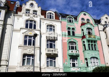 Fassaden schöner Jugendstilhäuser in der kölner Südstadt Stockfoto