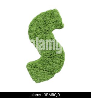 Kräutergras-Alphabet Großbuchstabe S. isoliert auf weißer 3D-Illustration Stockfoto