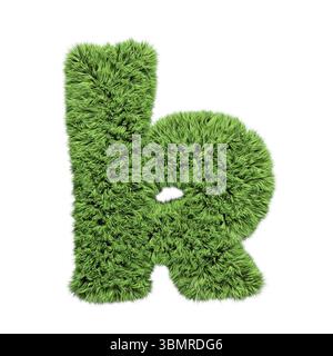 Kräutergras-Alphabet Kleinbuchstabe k. isoliert auf weißer 3D-Illustration Stockfoto