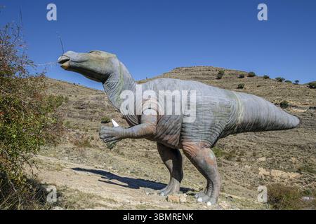 Dinosauriernachbildung, archäologische Fundstaette Penaportillo, Munilla, La Rioja, Spanien, Europa Stockfoto