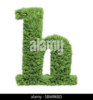 Kräutergras-Alphabet Kleinbuchstabe h. isoliert auf weißer 3D-Illustration Stockfoto