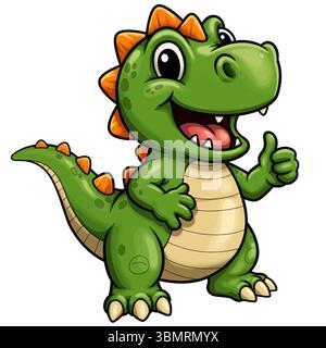 Dinosaurier Maskottchen Design Vektor Illustration Daumen Hoch Stock Vektor