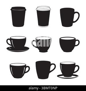 Silhouette der Tasse auf weißem Hintergrund Stock Vektor