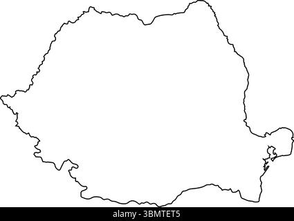 Umrisskarte von Rumänien - Schwarze Linie geografische Abbildung Stock Vektor
