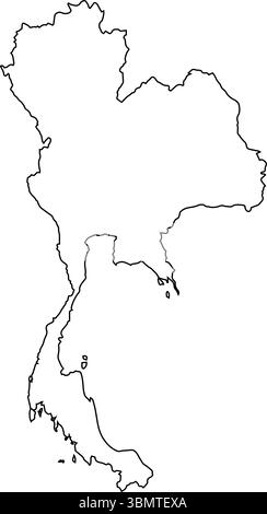 Vektorkarte von Thailand isoliert auf einem transparenten Hintergrund, detaillierte Karte von Thailand Stock Vektor