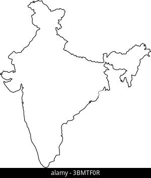 Vektorkarte von Indien isoliert auf einem transparenten Hintergrund, detaillierte Karte von Indien Stock Vektor